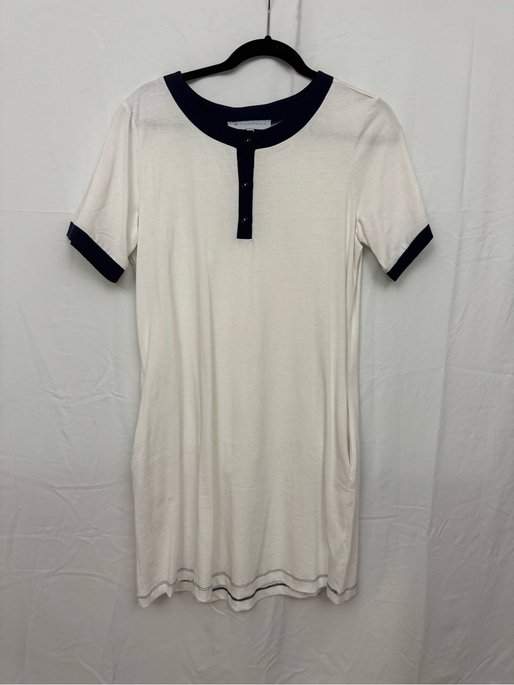 Tuckernuck Women’s Short Sleeve Dress- Navy Trim White